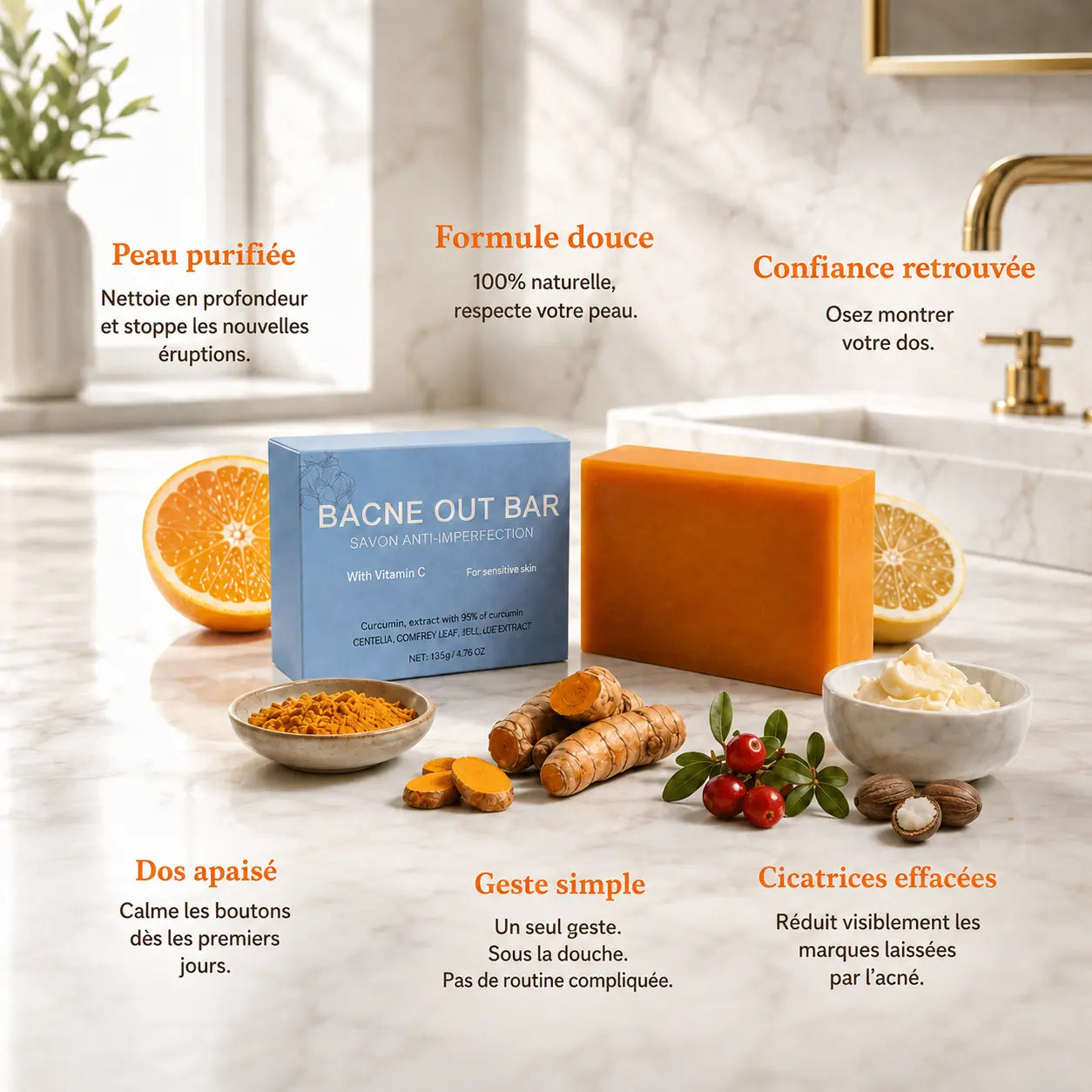 Savon anti-imperfections Nura – L’anti-acné du dos qui te rend ta liberté